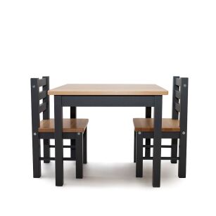 Zestaw drewnianych mebli dziecięcych stół, 2 krzesełka, szary